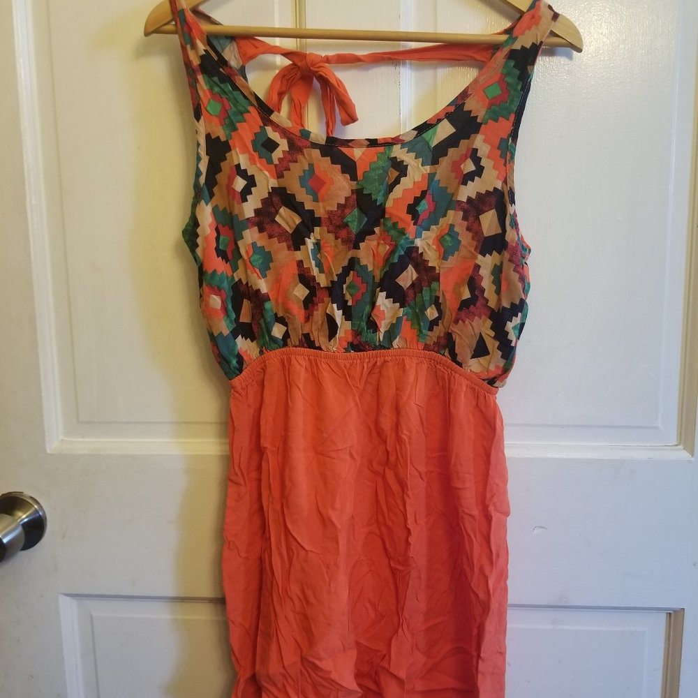 Orange tank dress with tie back